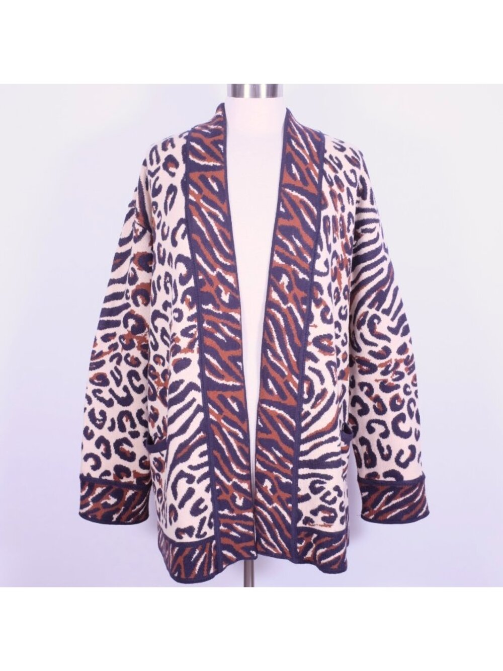 Escada Margaretha Ley 42 US L sweater cardigan animal print wool cashmere